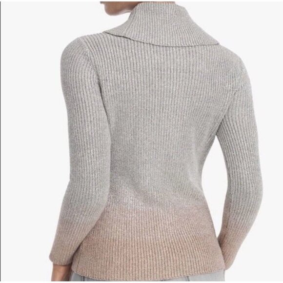 White House Black Market Silver Metallic Ombre Sweater Medium Cowl Neck Pullover - Picture 2 of 16